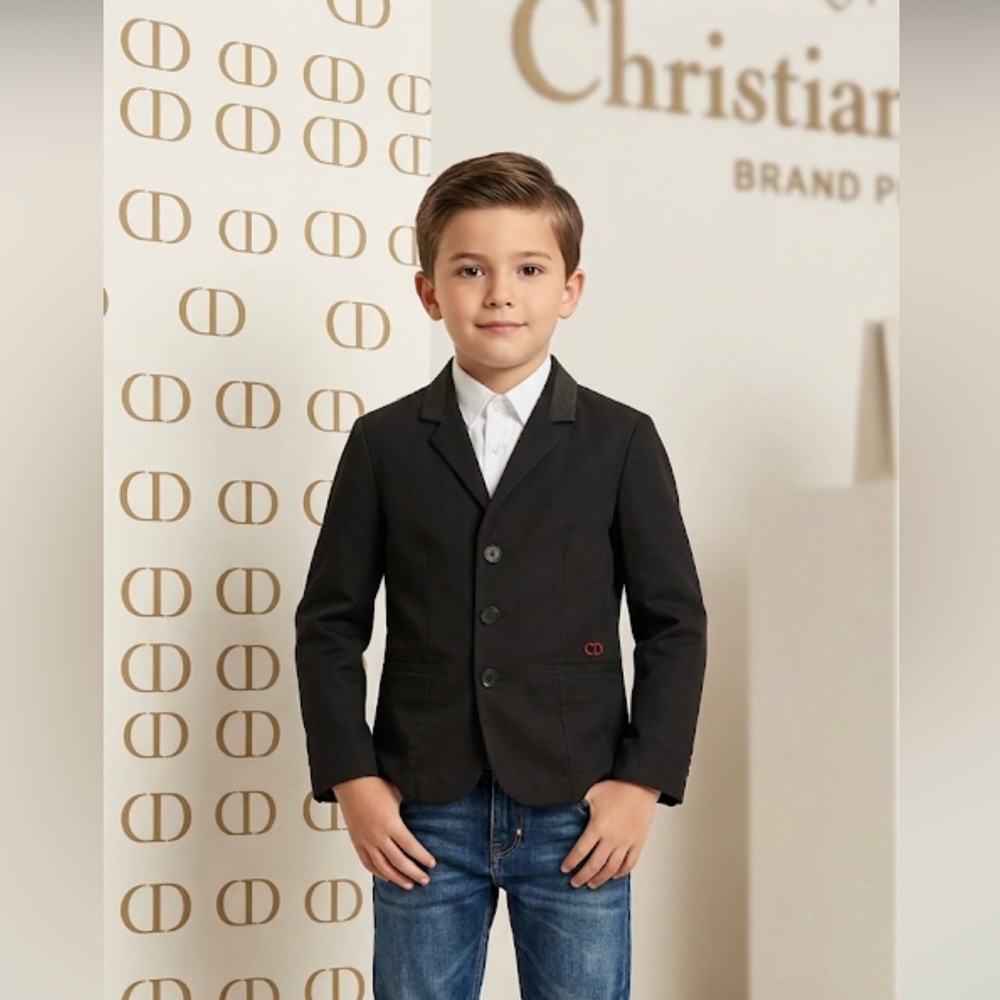 Authentic Christian Dior luxury designer boys black blazer jacket sz 8